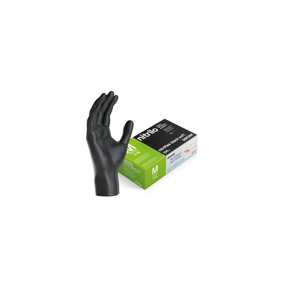 SANTEX GUANTES NITRILO SIN POLVO NEGROS