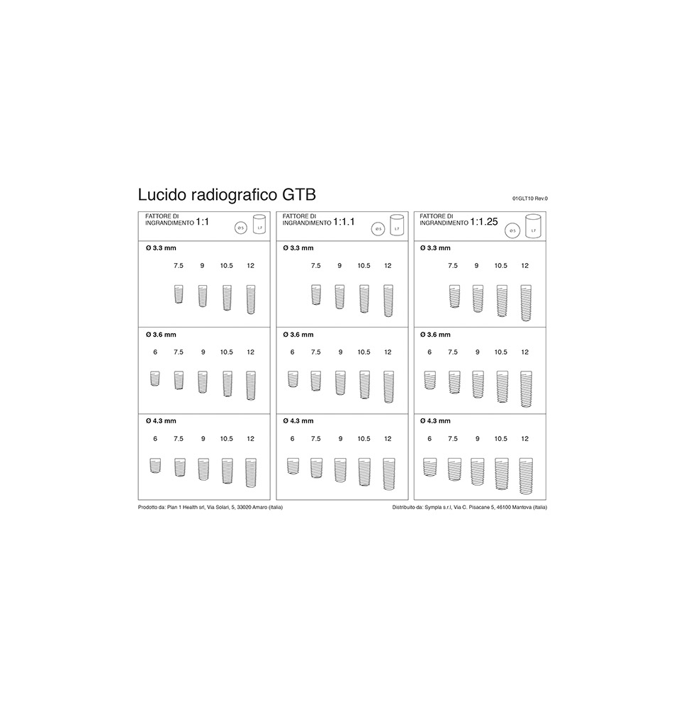 TZERO HOJAS TAMAÑO IMPLANTE